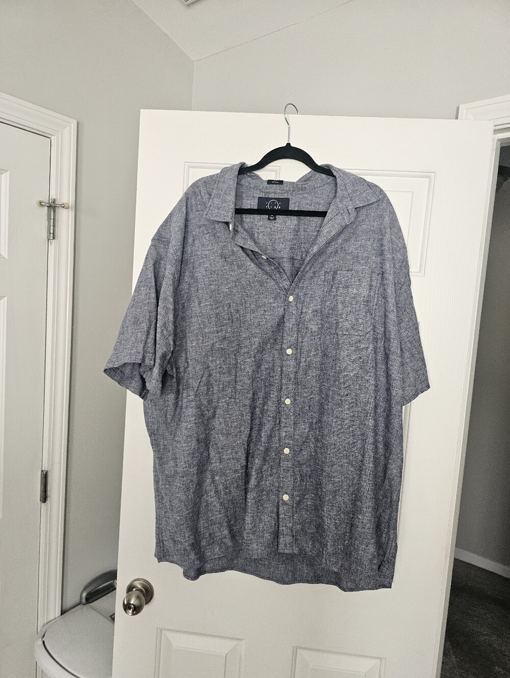 Evwn Tide Short-Sleeve Button-Up Shirt in Heather Blue Size 3XL